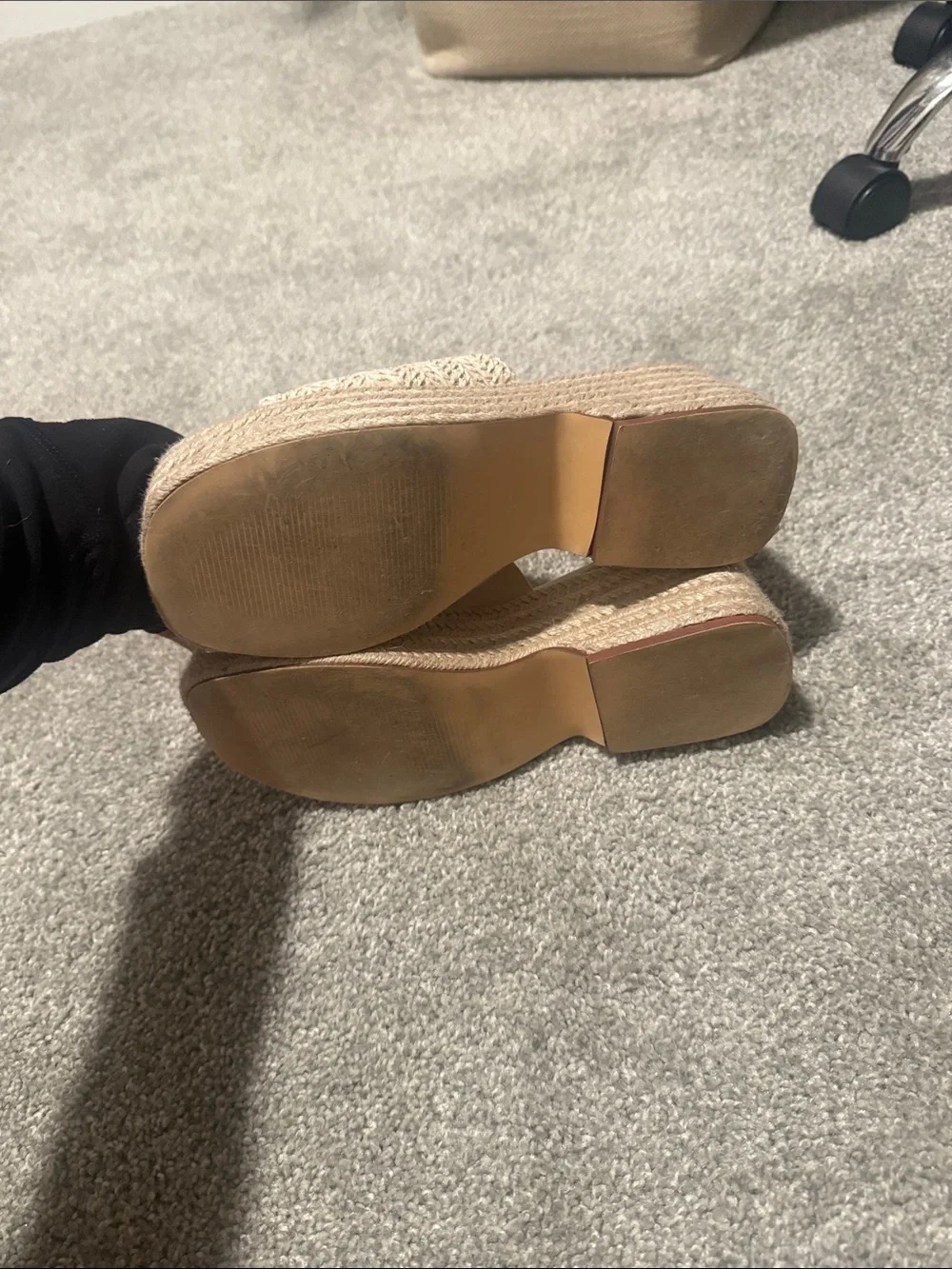 Beige Woven Slide Platform Sandals - Women